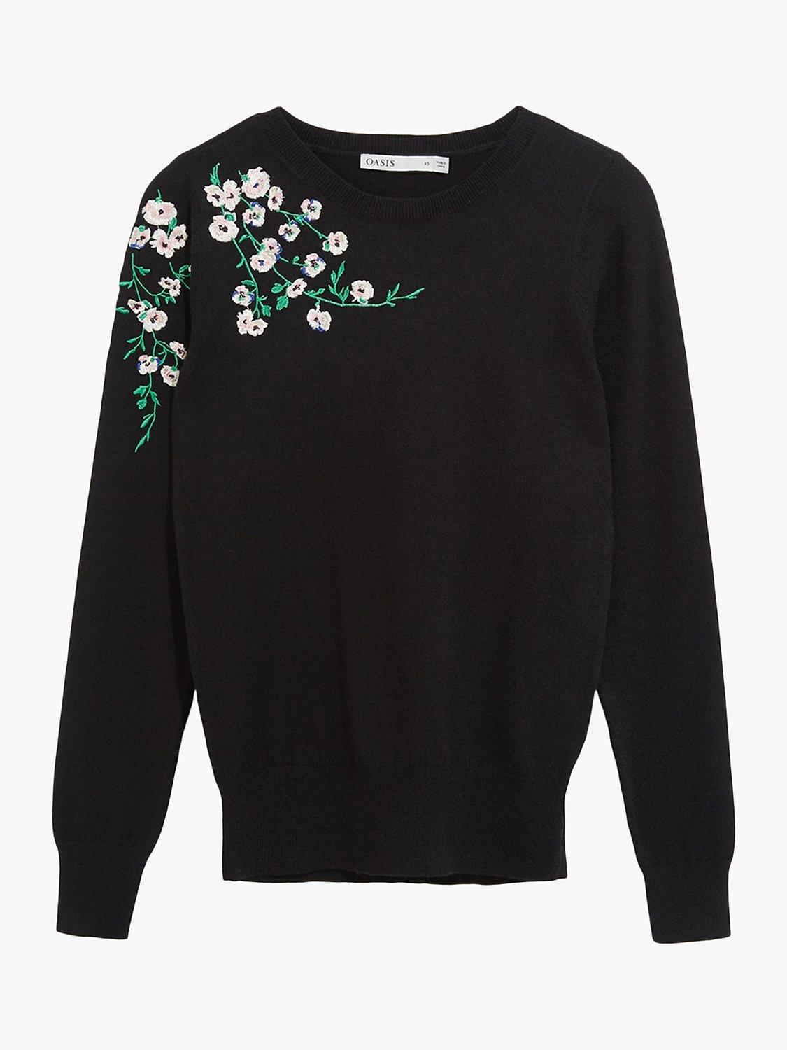 Oasis Floral Embroidered Jumper Black