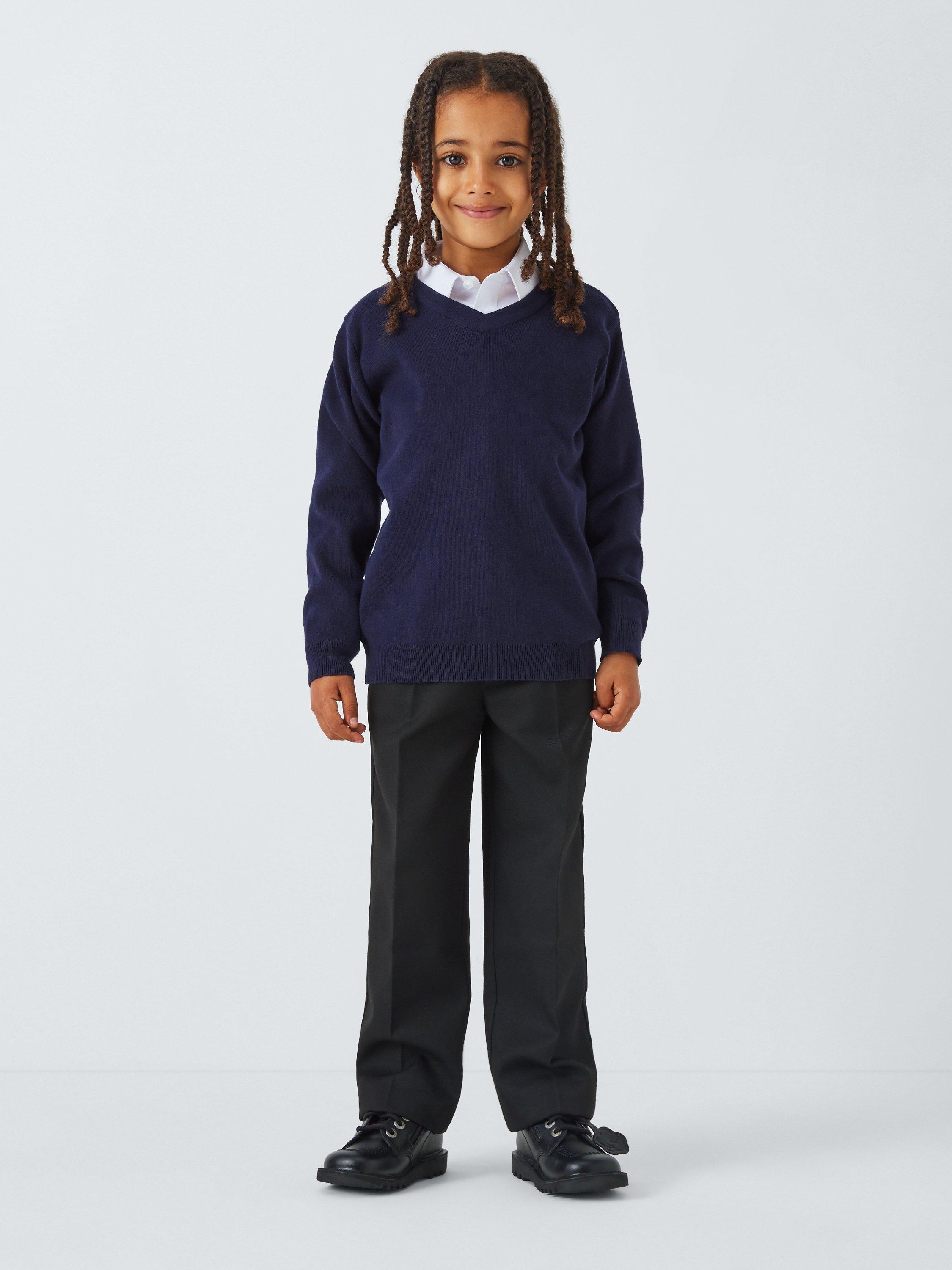 Product image 3 of 7, which shows John Lewis Unisex Cotton V-Neck School Jumper, Navy, Chest 38"