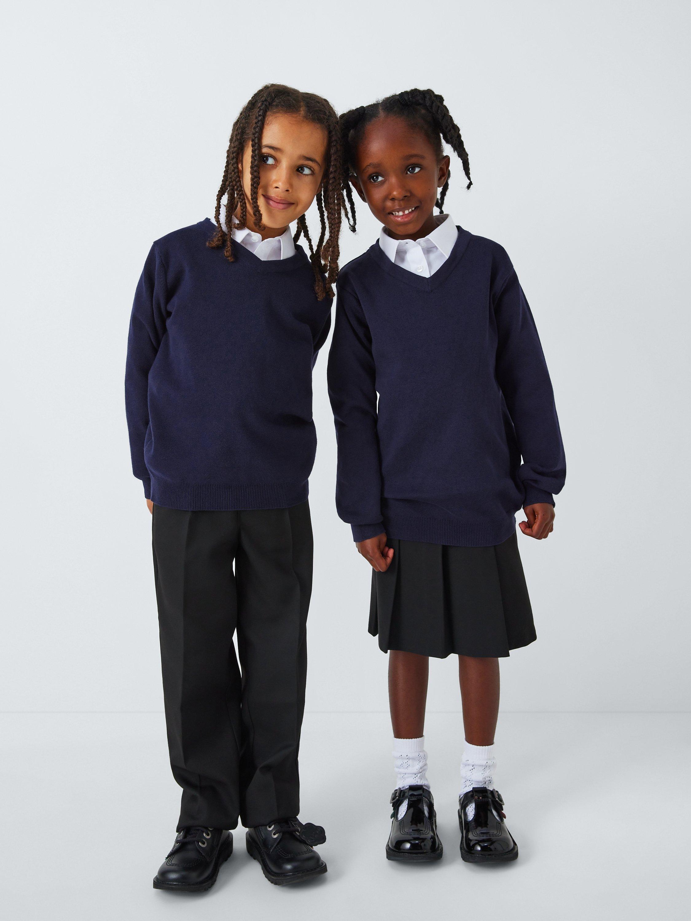 Product image 5 of 7, which shows John Lewis Unisex Cotton V-Neck School Jumper, Navy, Chest 38"
