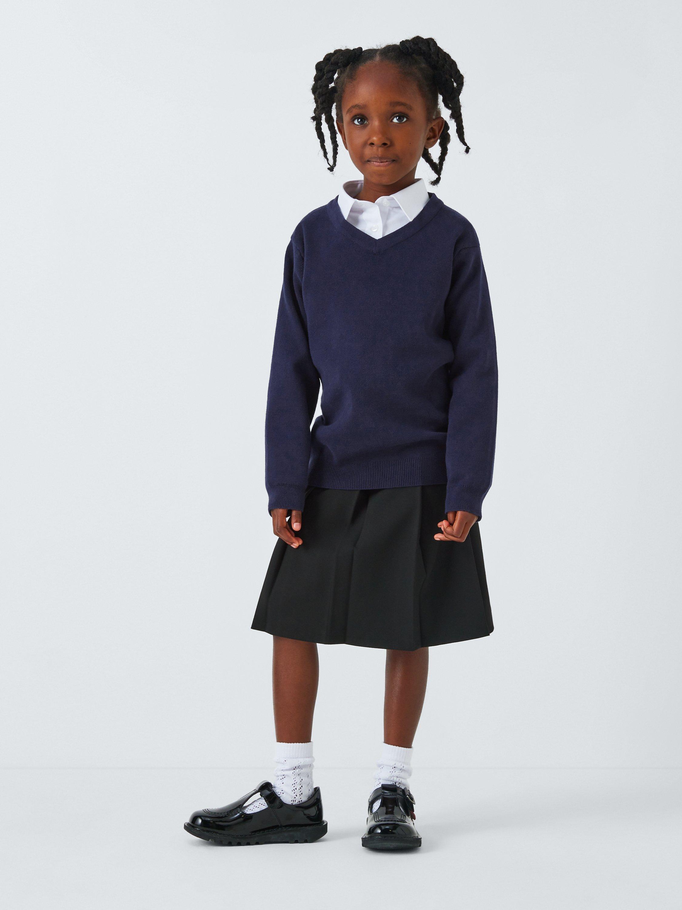 Product image 6 of 7, which shows John Lewis Unisex Cotton V-Neck School Jumper, Navy, Chest 38"