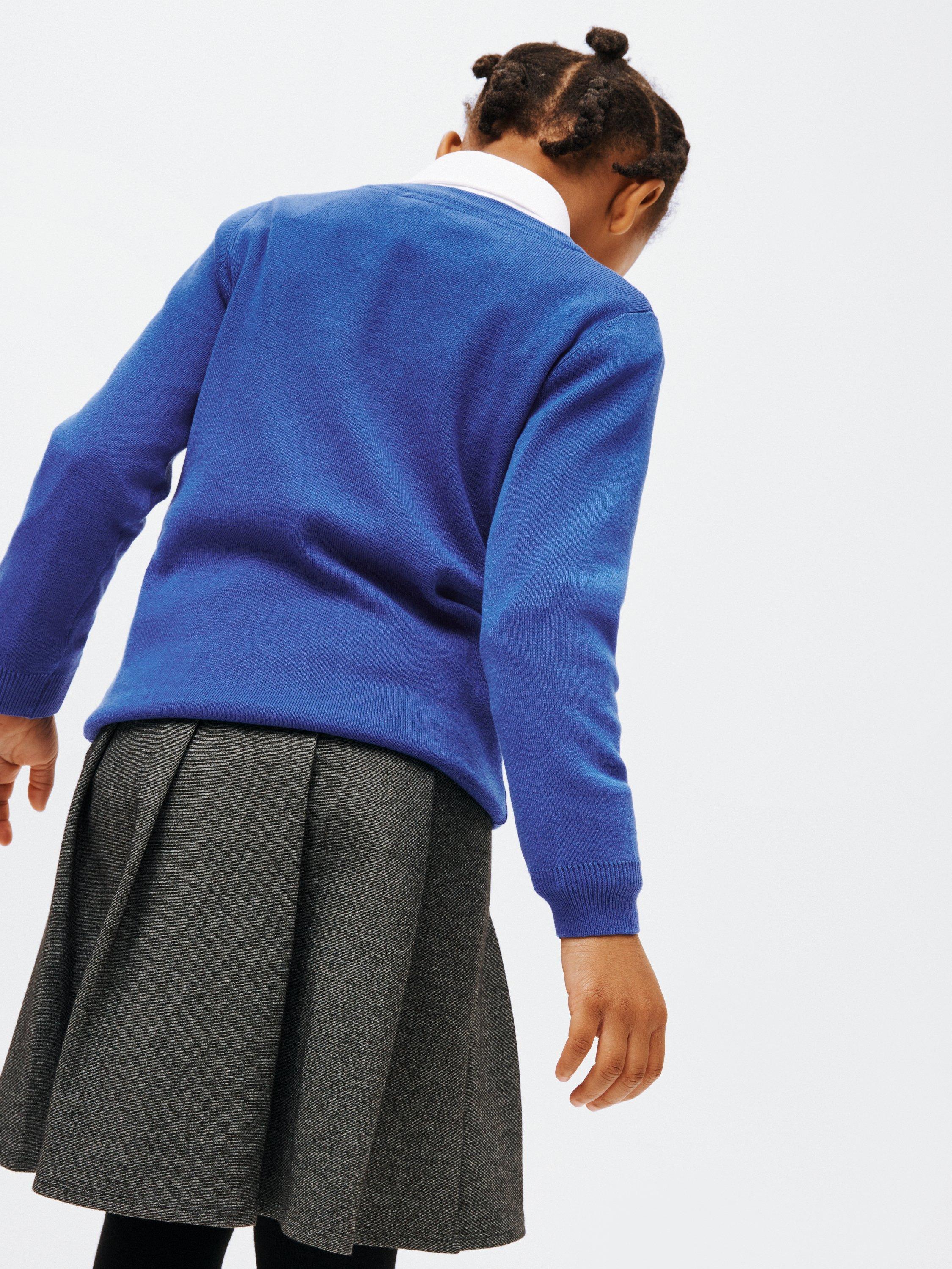Product image 2 of 5, which shows John Lewis Unisex Cotton V-Neck School Jumper, Royal Blue, 15-16 years
