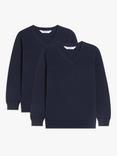 John Lewis ANYDAY Unisex Cotton School Jumper, Pack of 2, Navy