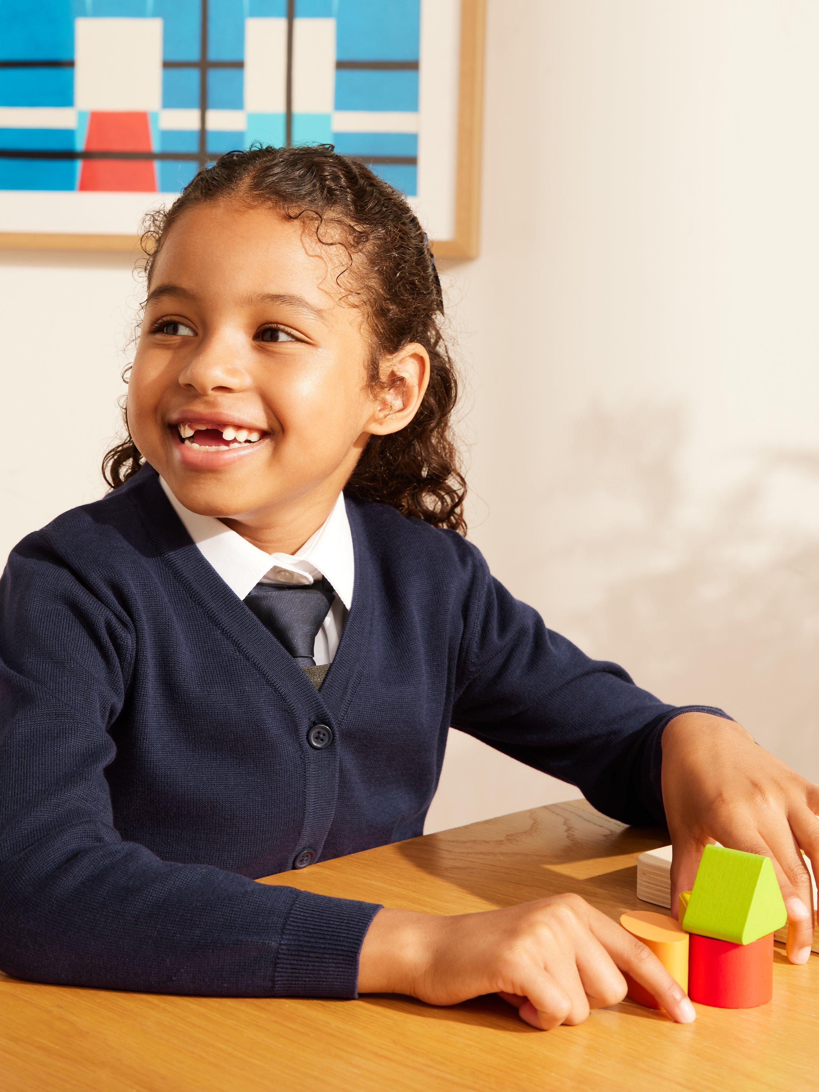 Product image 2 of 4, which shows John Lewis ANYDAY Unisex Cotton School Cardigan, Pack of 2, Navy, Chest 38"