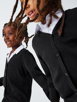 John Lewis Unisex Cotton V-Neck School Cardigan, Black