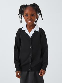 John Lewis Unisex Cotton V-Neck School Cardigan - view 2, Black