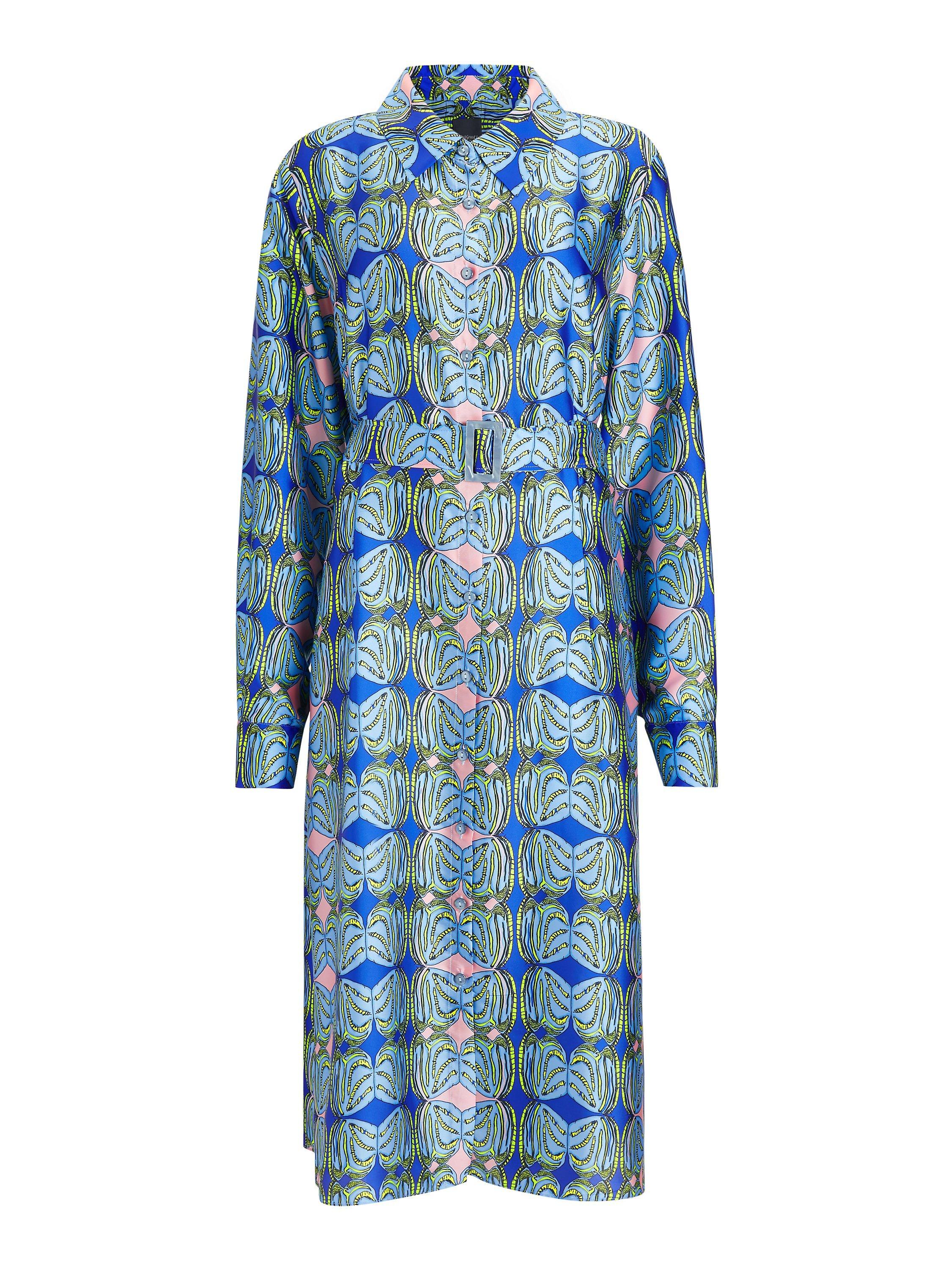 Persona by Marina Rinaldi Denver Shirt Abstract Midi Dress, Sky Blue