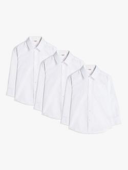 John Lewis ANYDAY Long Sleeved Shirt, Pack of 3, White - view 2, White