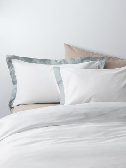 John Lewis Padova Egyptian Cotton Sateen Bedding, 400 Thread Count, White / Ice Blue