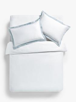 John Lewis Padova 400 Thread Count Egyptian Cotton Bedding, White / Ice Blue