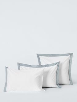 John Lewis Padova Egyptian Cotton Sateen Bedding, 400 Thread Count - view 2, White / Ice Blue