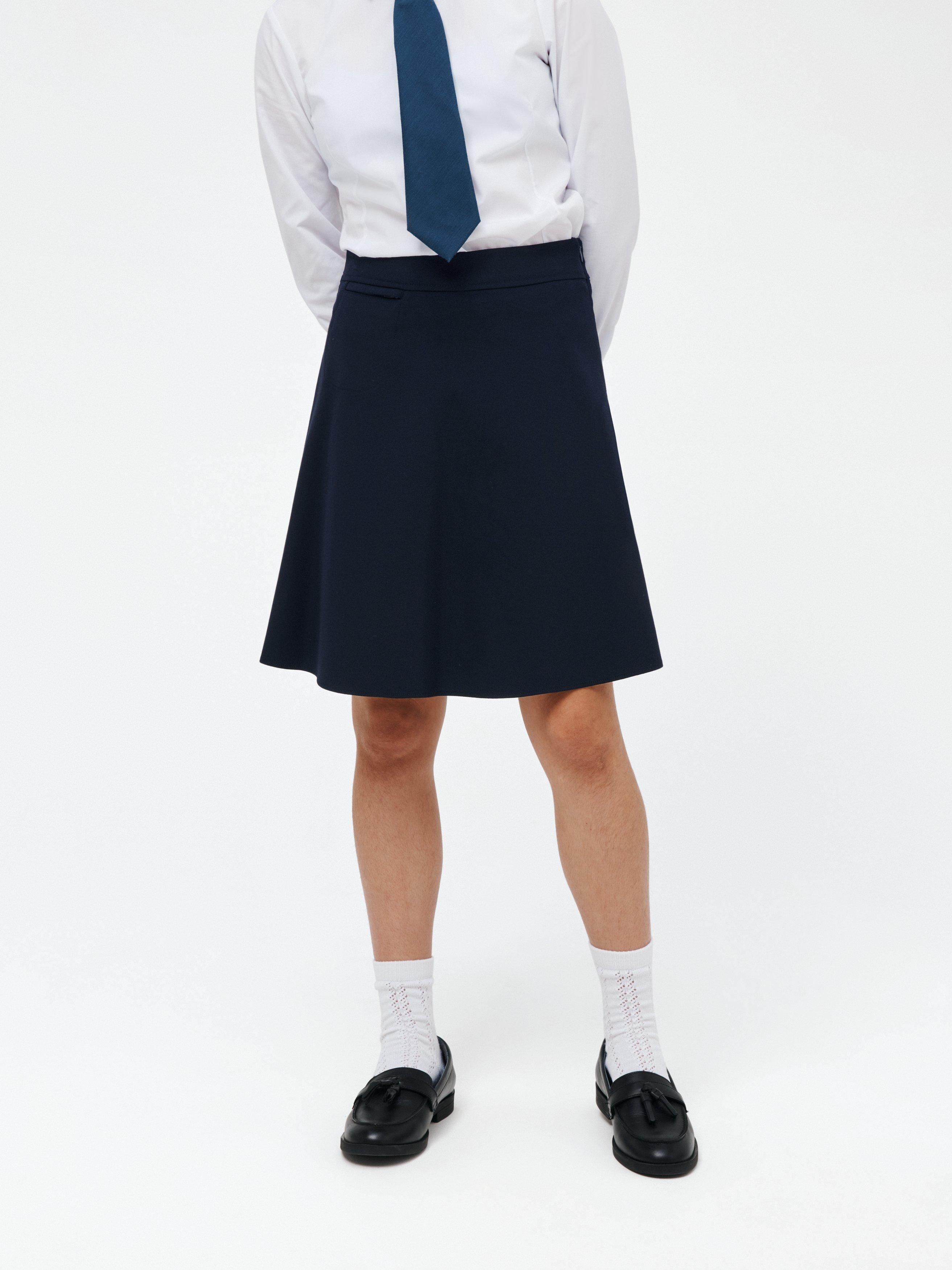 John Lewis Girls Adjustable Waist Stain Resistant A Line School Skirt Navy