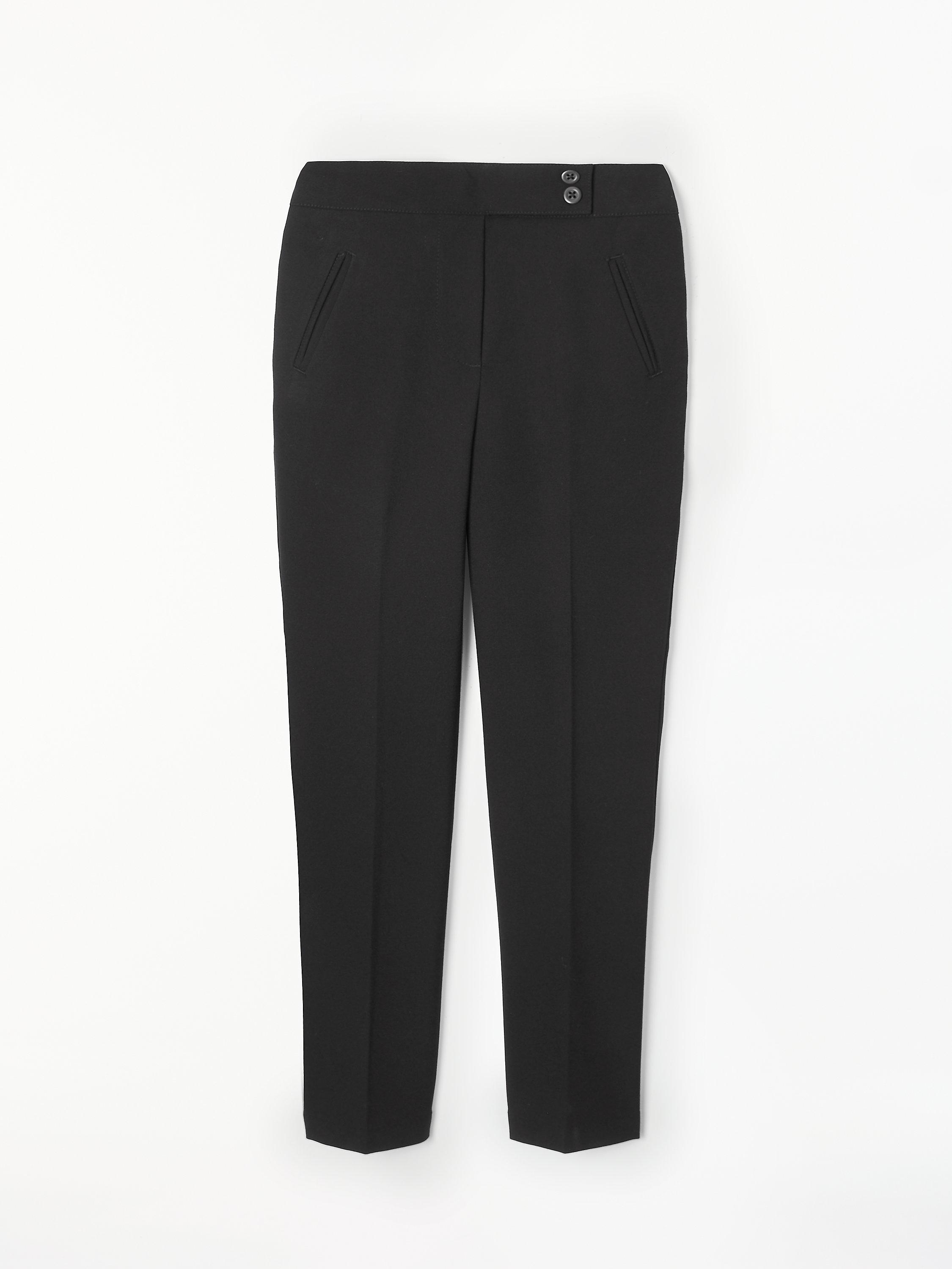 John Lewis Girls' Adjustable Waist Stain Resistant Button School Trousers, Black