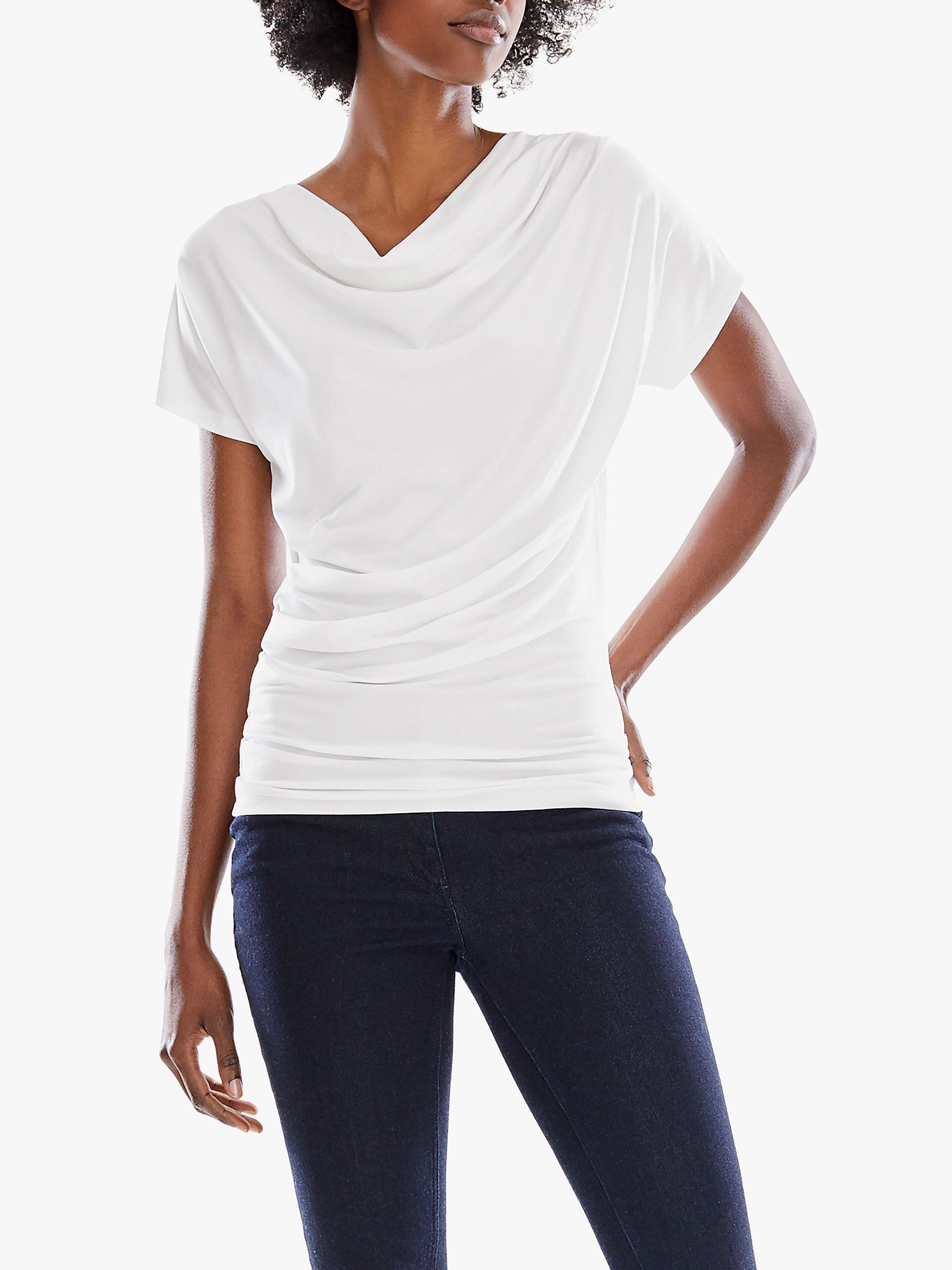 Pure Collection Jersey Cowl Neck Top, White