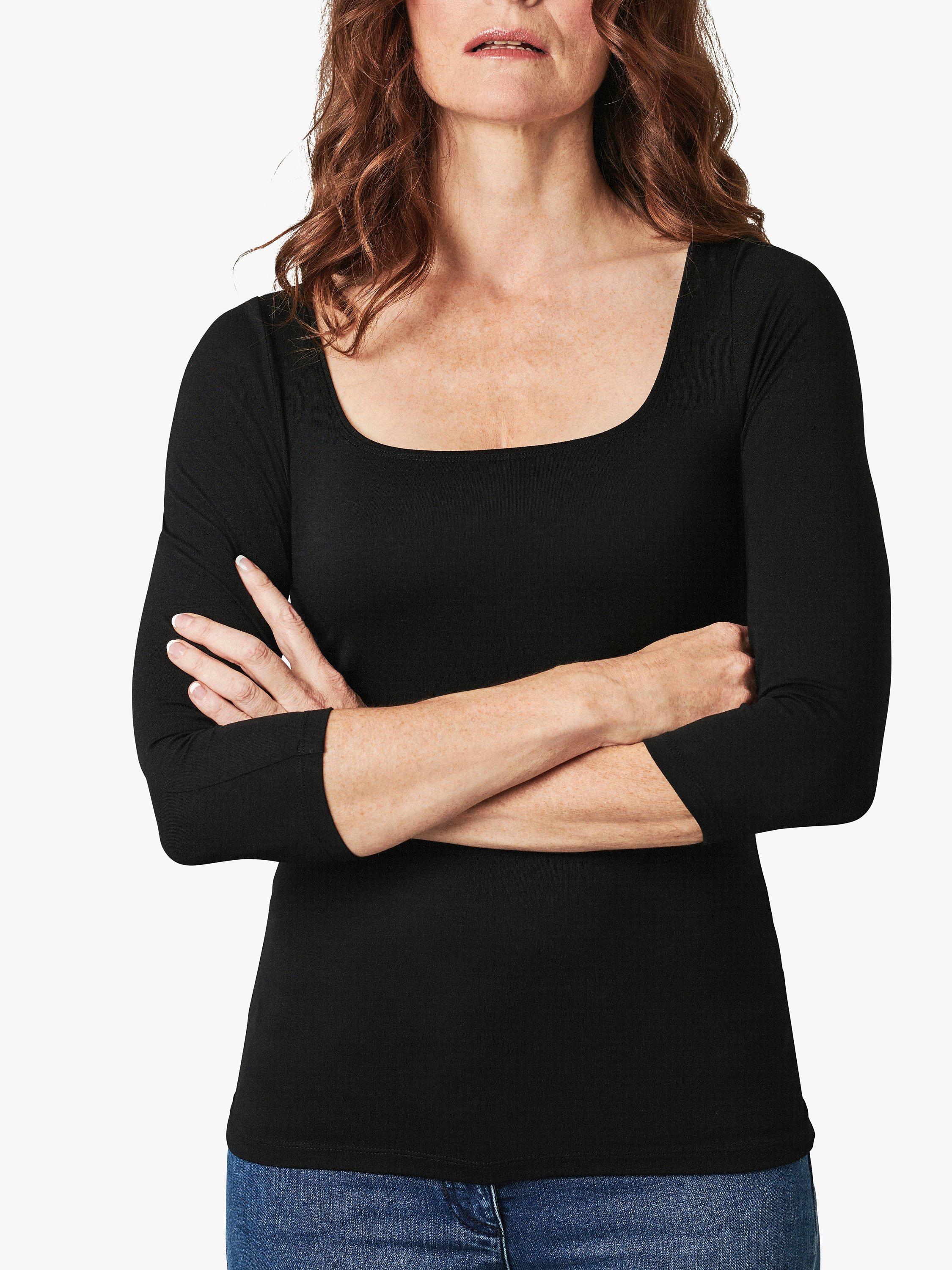 Product image 1 of 5, which shows Pure Collection Jersey Square Neck Top, Black, 20