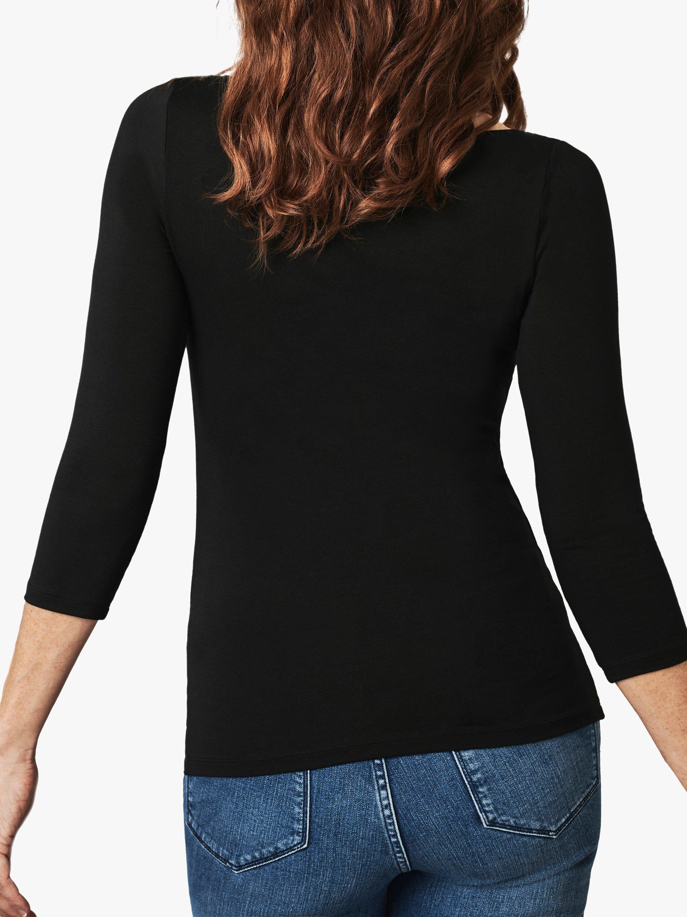 Product image 2 of 5, which shows Pure Collection Jersey Square Neck Top, Black, 20