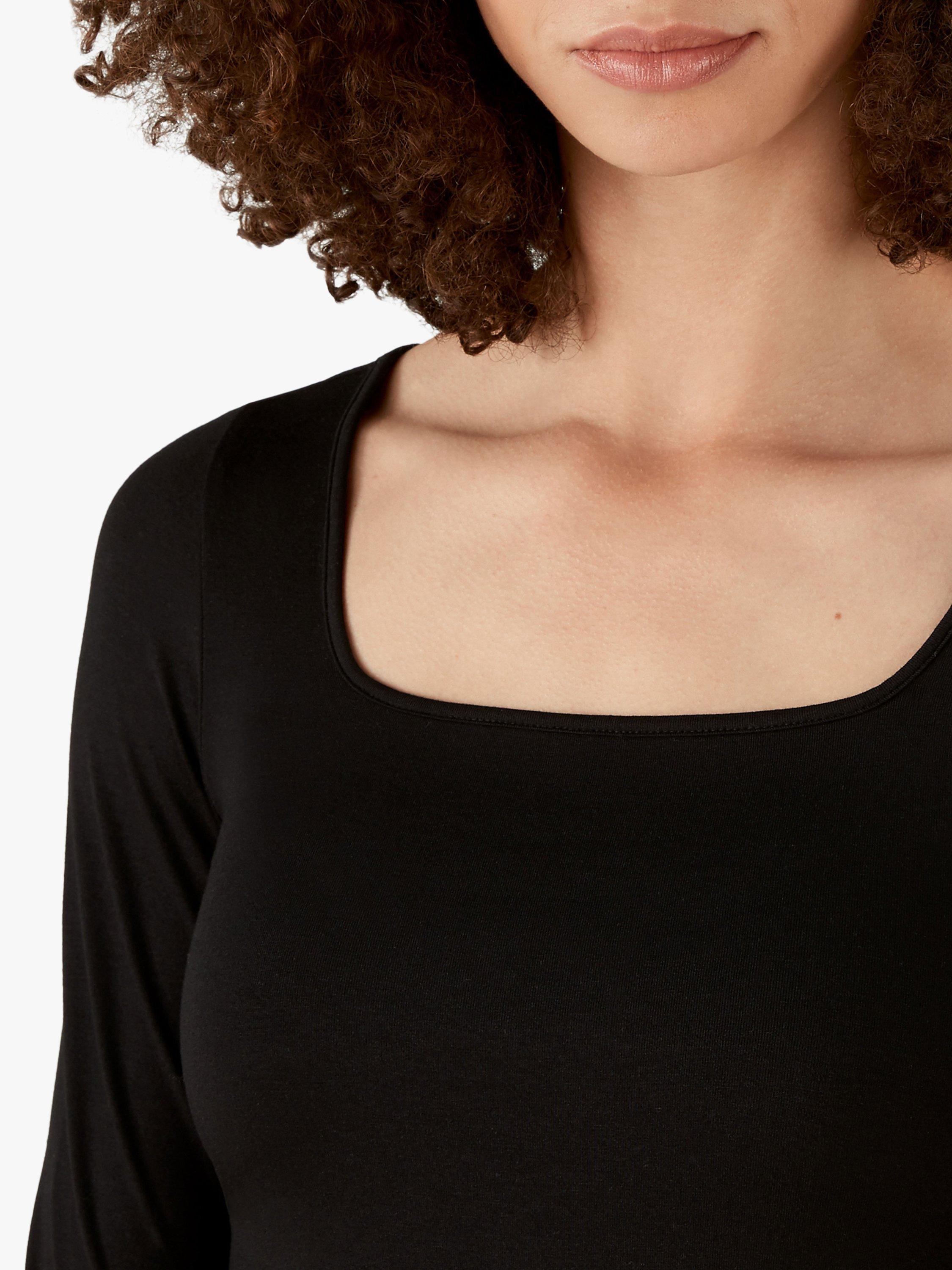Product image 4 of 5, which shows Pure Collection Jersey Square Neck Top, Black, 20