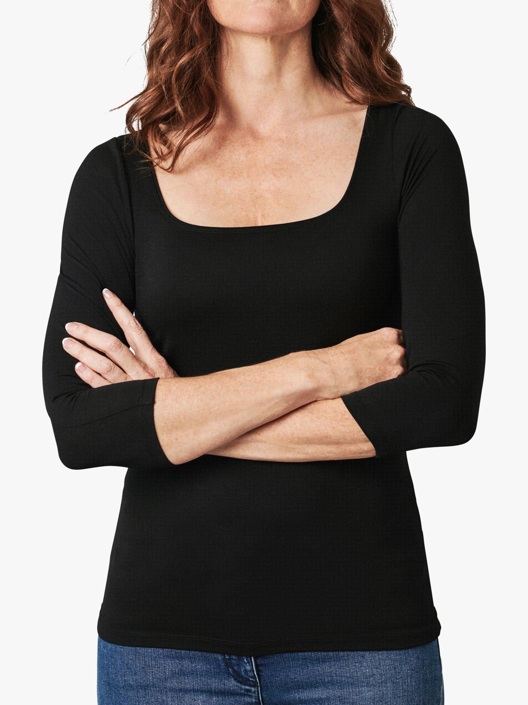 Product image 5 of 5, which shows Pure Collection Jersey Square Neck Top, Black, 20
