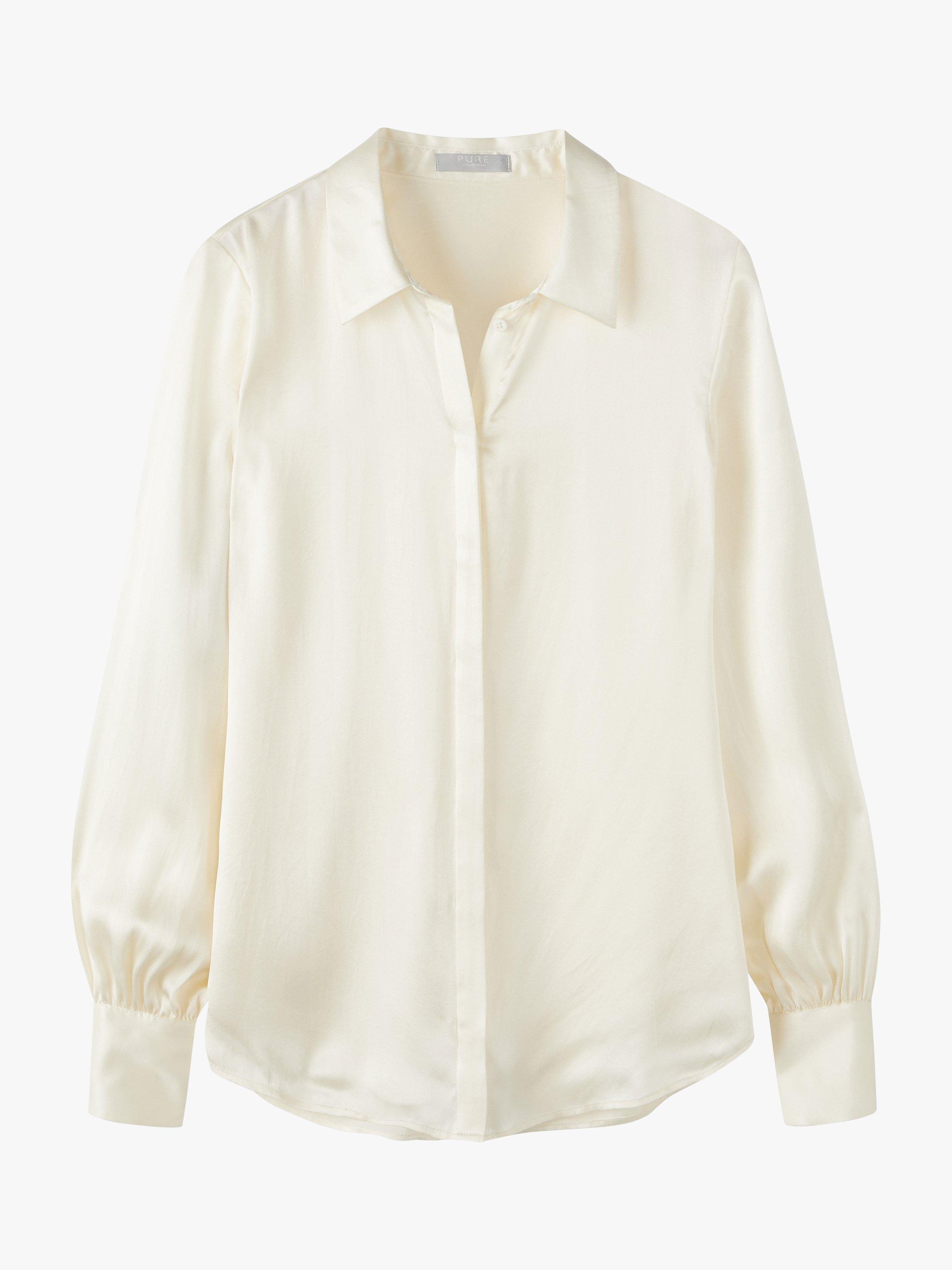 Product image 6 of 6, which shows Pure Collection Silk Satin Shirt, Ivory, 8