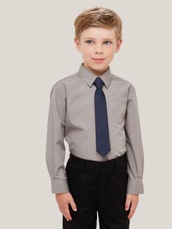 John Lewis Boys' Long Sleeve Non-Iron School Shirt, Pack of 2 - view 2, Grey