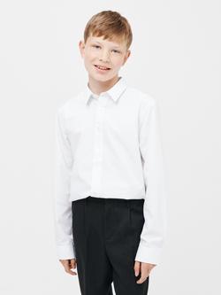 John Lewis Boys' Slim Fit Long Sleeve School Shirt, Pack of 2, White - view 2, White