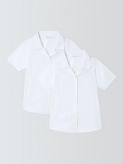 John Lewis Girls' Open Neck Short Sleeve School Blouse, Pack of 2, White
