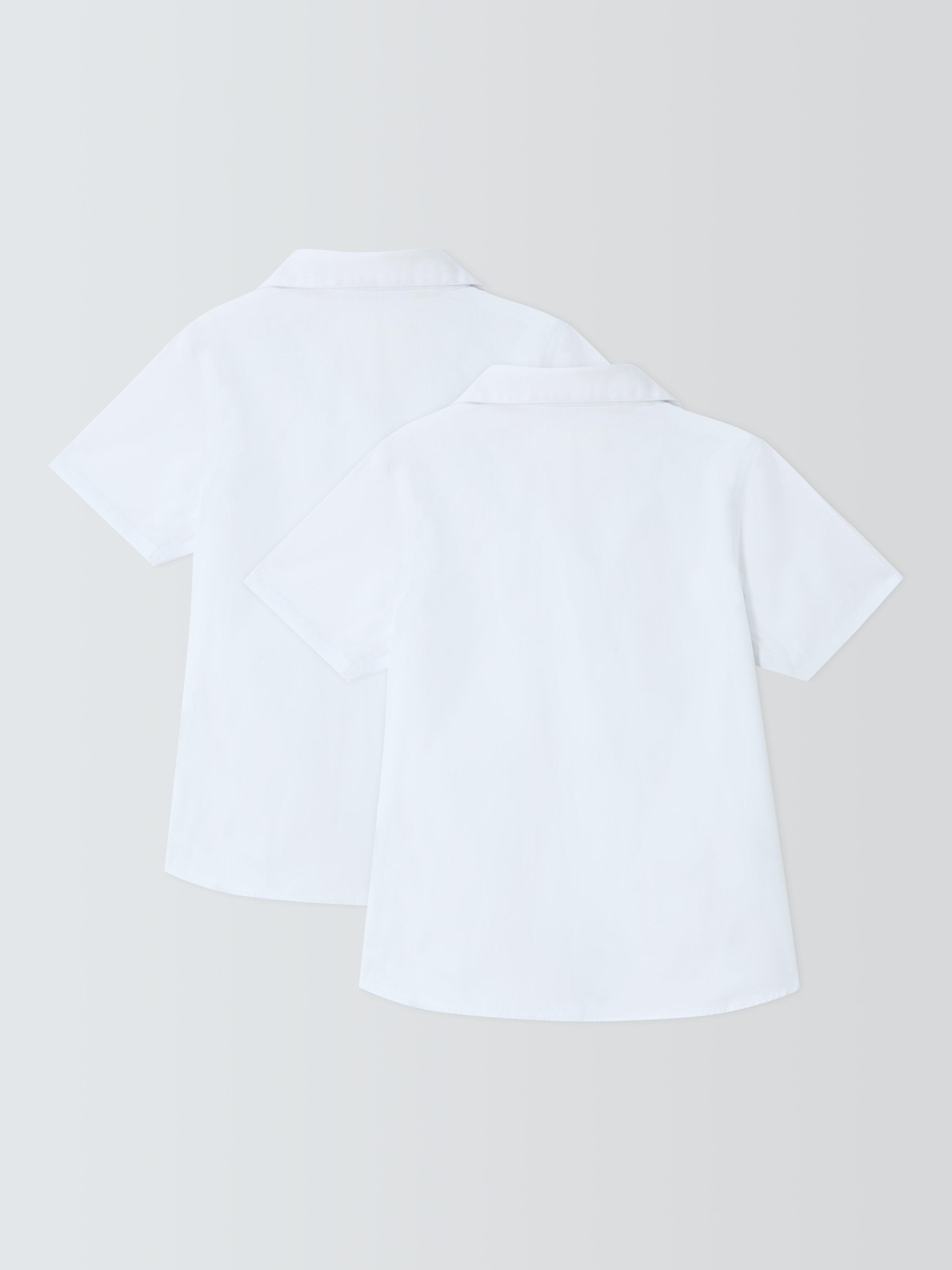 Product image 5 of 6, which shows John Lewis Girls' Open Neck Short Sleeve School Blouse, Pack of 2, White, 4 years
