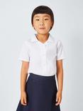 John Lewis Girls' Open Neck Short Sleeve School Blouse, Pack of 2, White