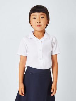 John Lewis Girls' Open Neck Short Sleeve School Blouse, Pack of 2 - view 2, White