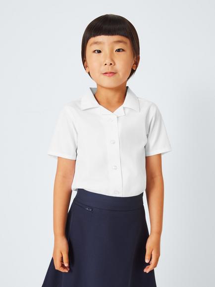 John Lewis Girls' Open Neck Short Sleeve School Blouse, Pack of 2 - view 2, White