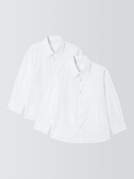 John Lewis Boys' Long Sleeve School Shirt, Pack of 2, White, White