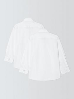 John Lewis Boys' Long Sleeve School Shirt, Pack of 2, White - view 2, White