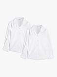 John Lewis Girls' Long Sleeved Open Neck Blouse, Pack of 2, White