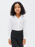 John Lewis Girls' Long Sleeve Open Neck School Shirt, Pack of 2