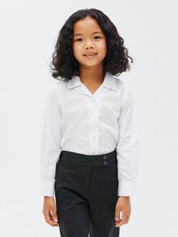 John Lewis Girls' Long Sleeve Open Neck School Shirt, Pack of 2 - view 2, White