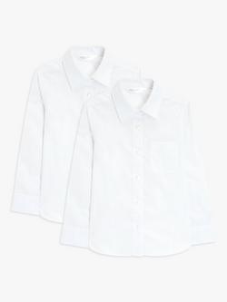 John Lewis Girls' Long Sleeved Blouse, Pack of 2, White, White