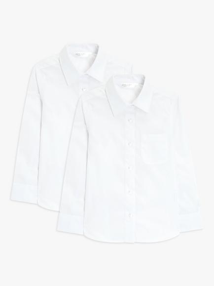 John Lewis Girls' Long Sleeved Blouse, Pack of 2, White, White