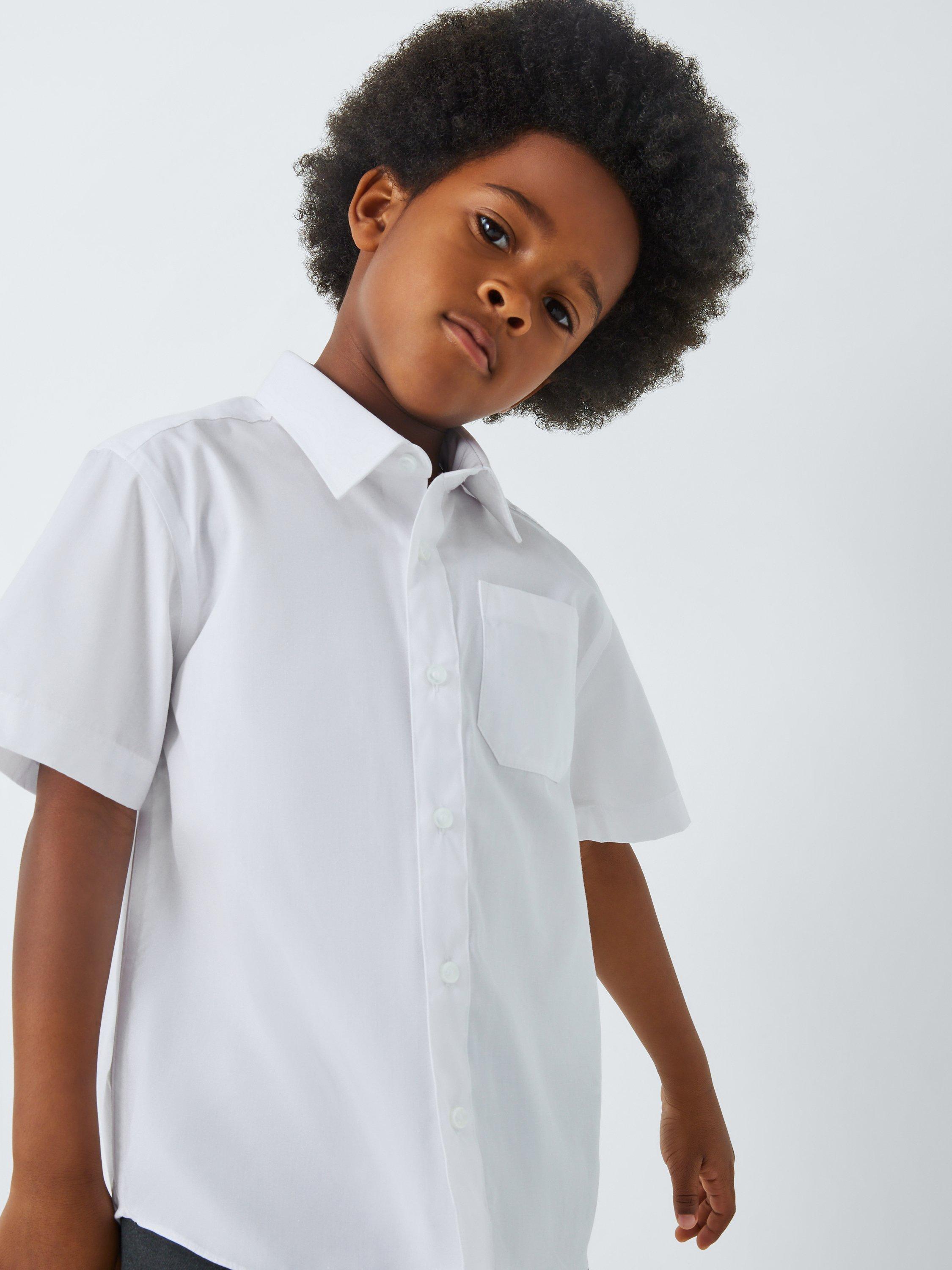 Product image 6 of 7, which shows John Lewis Boys' Short Sleeved Shirt, Pack of 2, White, 4 years
