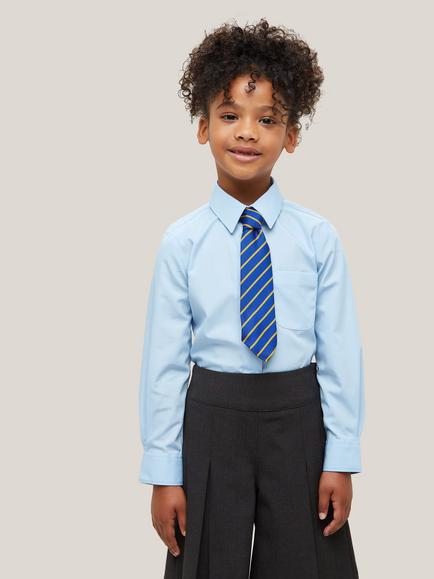 John Lewis Girls' Long Sleeved Stain Resistant Easy Care Blouse, Blue, Blue