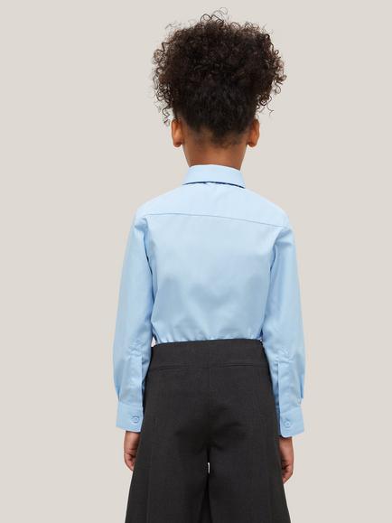 John Lewis Girls' Long Sleeved Stain Resistant Easy Care Blouse, Blue - view 2, Blue