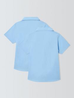John Lewis Girls' Open Neck Short Sleeve School Blouse, Pack of 2 - view 2, Blue