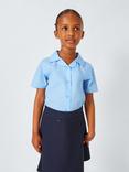 John Lewis Girls' Open Neck Short Sleeve School Blouse, Pack of 2, Blue