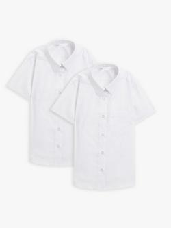 John Lewis Kids' Short Sleeve School Blouse, Pack of 2, White, White