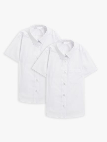John Lewis Kids' Short Sleeve School Blouse, Pack of 2, White, White