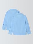 John Lewis Girls' Long Sleeve Open Neck School Shirt, Pack of 2, Blue