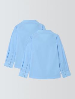 John Lewis Girls' Long Sleeve Open Neck School Shirt, Pack of 2 - view 2, Blue