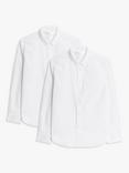 John Lewis Girls' Slim Fit Long Sleeve School Shirt, Pack of 2, White