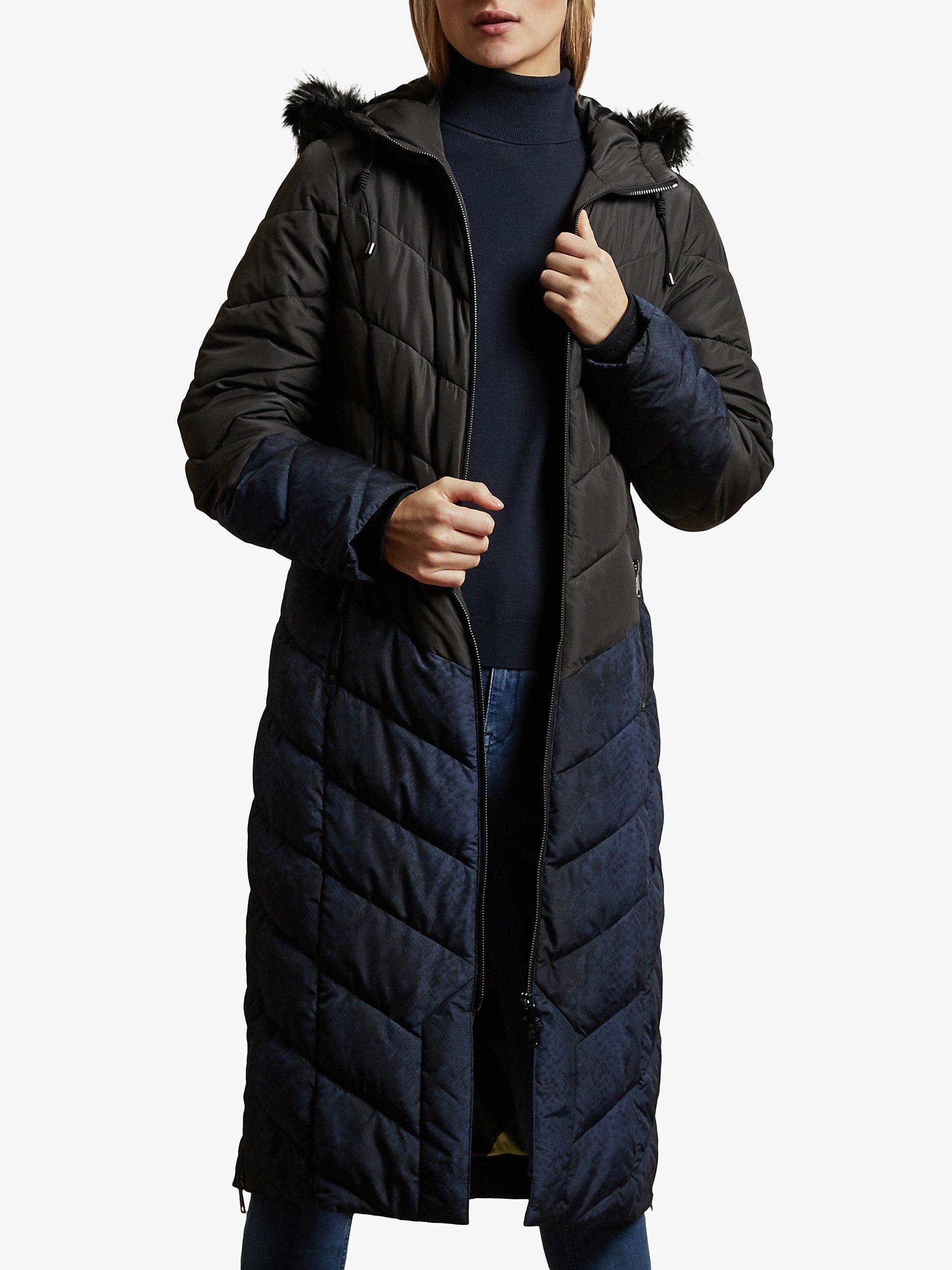 Ted Baker Hylea Chevron Quilted Coat Black