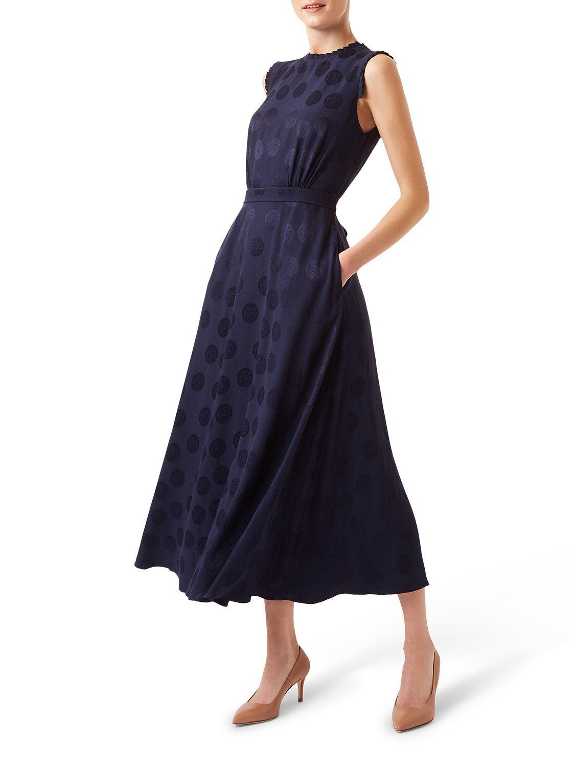Hobbs Ashley Spot Jacquard Dress, Midnight