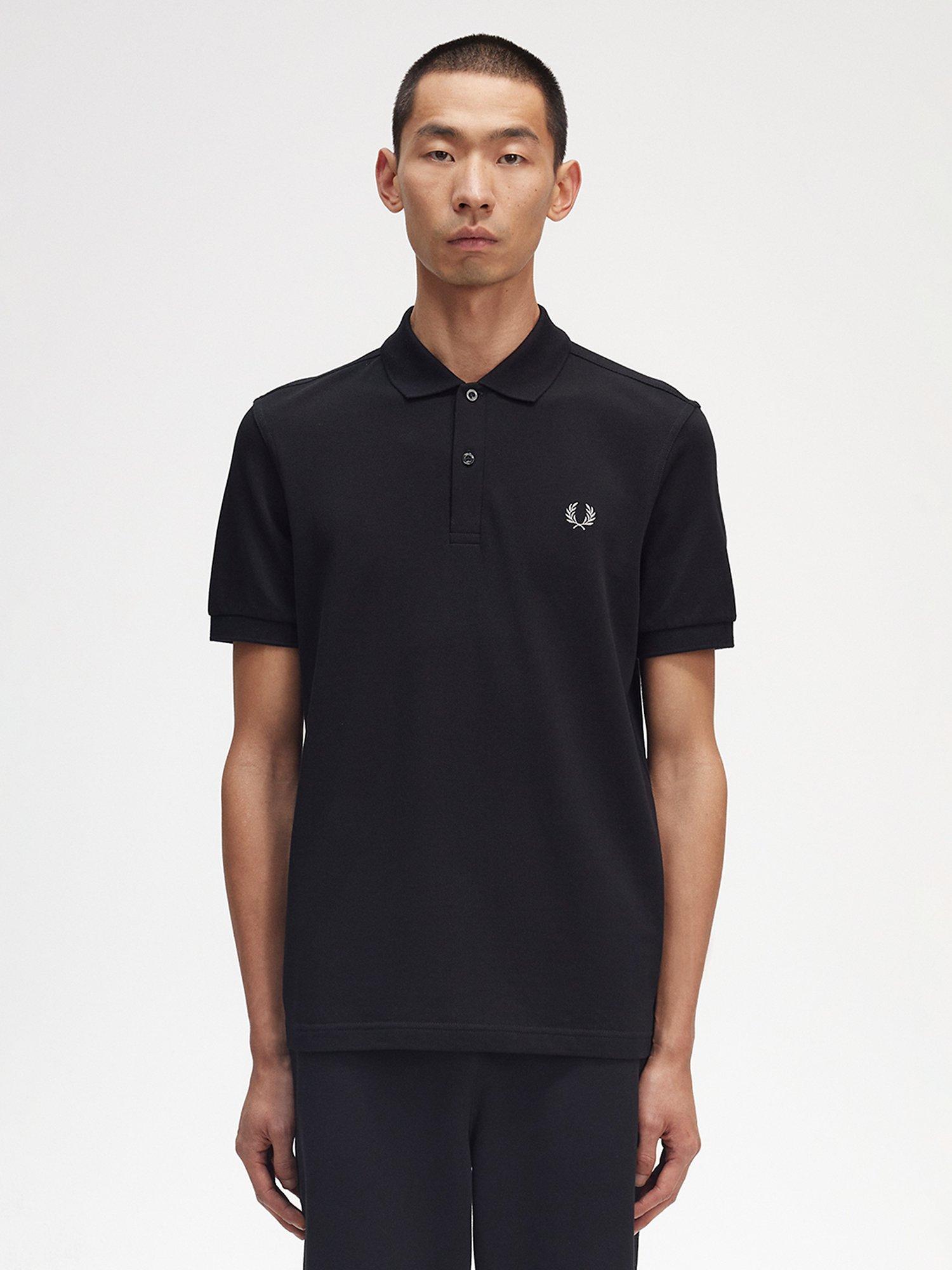 Fred Perry Plain Regular Fit Polo Shirt, Black/Chrome, S