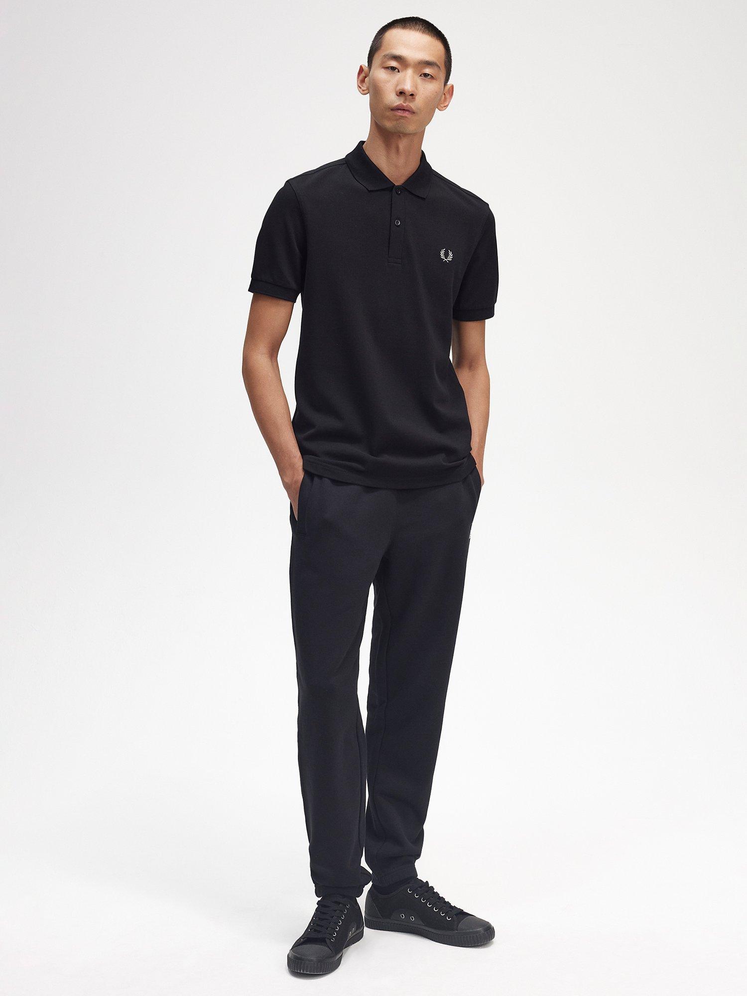 Fred Perry Plain Regular Fit Polo Shirt, Black/Chrome, S